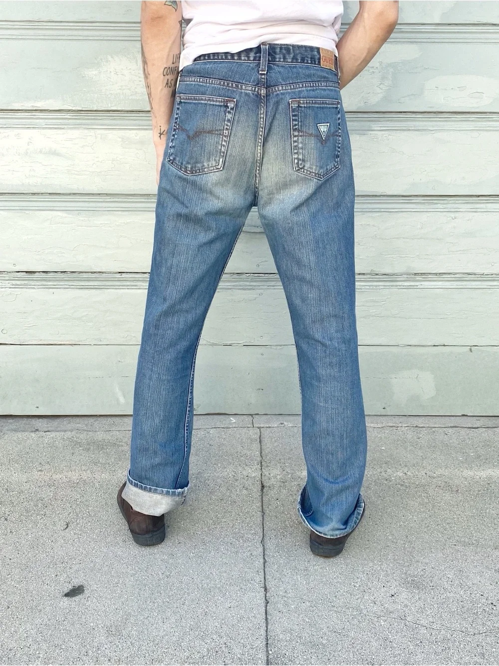 Vintage Guess Men’s Straight Jeans - Blue